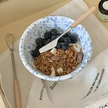 韓国風 マーブル模様のエナメル製キャンプ用オートミールボウル【フルーツ・ヨーグルト・朝食用】