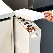 冷蔵庫用スリム収納ラック【引き出し式・キッチンペーパーやラップ対応・移動可能】
