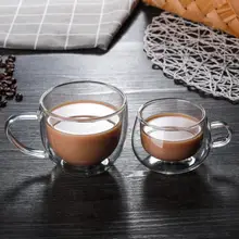耐熱ガラスカップ コーヒーカップ お花茶カップ 二重断熱カップ 持ち手付きカップ