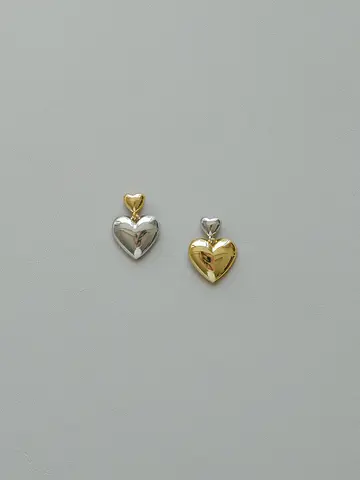 ゴールド×グレーイヤリング❤︎ イヤピアス レディース クリアガラス ハート ゴールドパーツ
