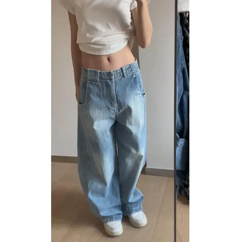 高身長向けデニムパンツのサイズガイド：ヴィンテージウォッシュストレートワイドレッグのフィット感と測り方