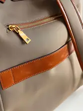 大容量の牛津布と牛皮のバックパック【多層収納・カラーブロック・旅行用】（セットアップ対応）