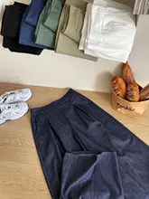 レトロなテンセル混デニムワイドパンツ【春夏用・フィット・女性用】
