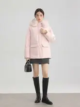 フード付き毛皮襟のゆったりダウンジャケット【女性用・冬用・極上の柔らかさ】