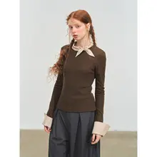 リボンデザインのタイトフィットトップス