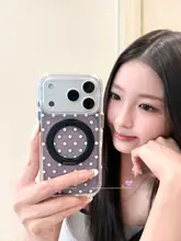 紫波点デザインの回転式マグネットスマホスタンド【iPhone対応・全面保護ケース】