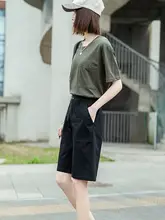 カーキ色 ワークショートパンツ レディース【夏用・薄手・5分丈・大きいサイズ・カジュアル】