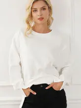 女性用 ラウンドネックプルオーバー【サイドスリット・単色・フリンジデザイン・長袖】（セットアップ対 応）