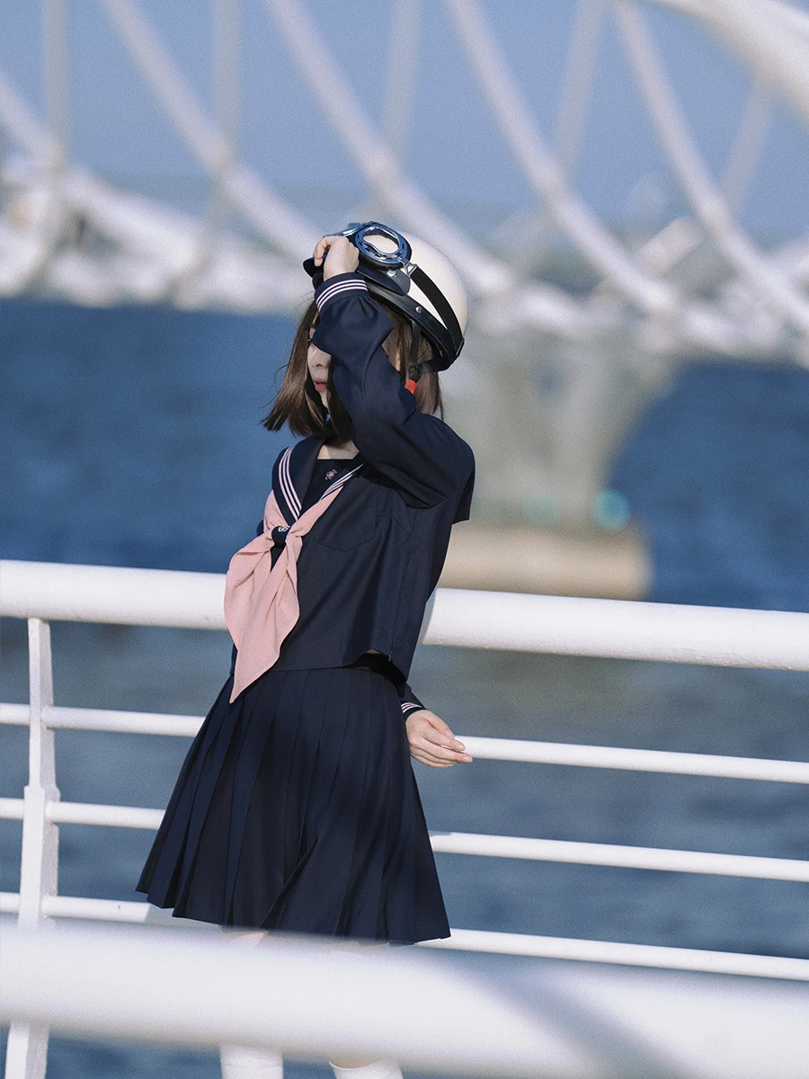 オリジナルJK制服：グレー・ピンク・紺色の水手服セットアップ対応