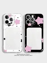 星型デザイン透明スマホケース【iPhone 15・Apple 14 Pro Max・Huawei P60・Xiaomi 13・OPPO Reno 9・Honor 90・Vivo S12対応・女性用カップル向け】