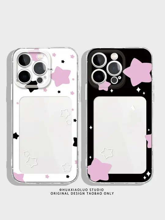星型デザイン透明スマホケース【iPhone 15・Apple 14 Pro Max・Huawei P60・Xiaomi 13・OPPO Reno 9・Honor 90・Vivo S12対応・女性用カップル向け】
