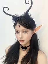 悪魔の花の精霊カチューシャ【長い角付き・コスプレ用・人気デザイン】