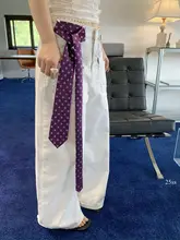 おしゃれなレトロストライプネクタイ【女性用・ユニバーサルデザイン・長尺シルクスカーフ・ウエストアクセサリー】（セットアップ対応）