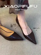 レディース 秋冬用ソフトレザー 職業用パンプス【黒・細ヒール・先細デザイン・疲れにくい】