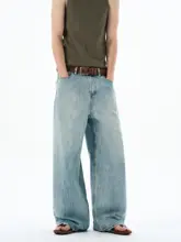 アメリカンビンテージ風 ハイストリートスタイル メンズ ワイドレッグ デニムパンツ【フィット・カジュアル】（セットアップ対応）