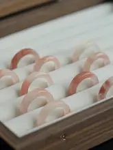 天然桃花酿のピンクジェイドリング【女性用・シンプルデザイン・細身・高級感】