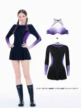 グラデーションパープルの長袖ワンピース水着【日焼け防止・上品デザイン・スポーツ用】