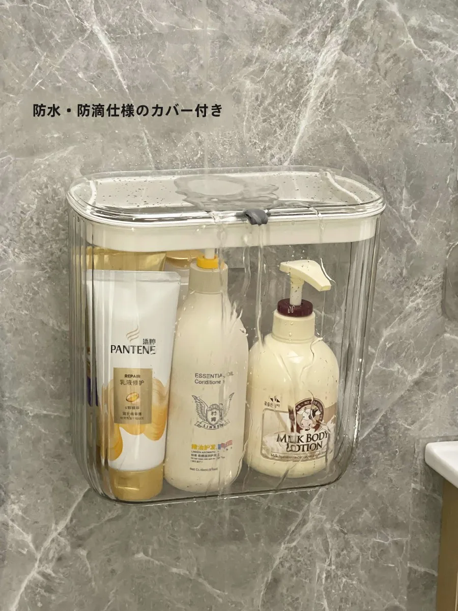 可愛らしいフタ付き透明ベッド上ゴミ箱：壁掛け式で学生寮でもスムーズな収納を実現