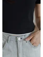 ブルーショルダー短袖Tシャツ【レディース・��夏用・スリムフィット・カジュアル】