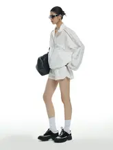 2点セット レディース ジャケット ショートパンツ UVカット リフレクター 白 ルーズ 軽量 紫外線対策 夏「ourhour」