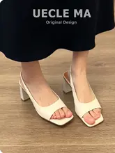 高級羊革製 フレンチスタイルのオープントゥサンダル【レトロデザイン・高ヒール・疲れにくい】