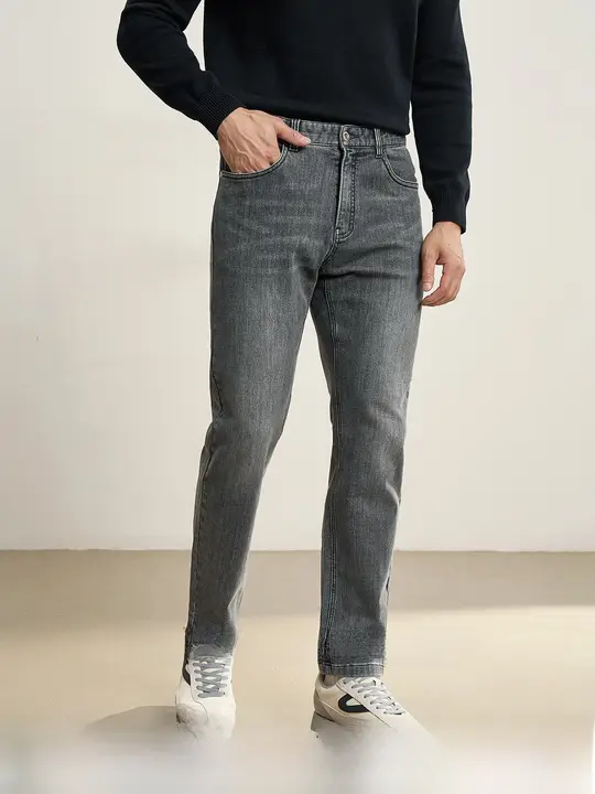 春秋用 デニムパンツ【ウォッシュ加工・レトロ風・ストレッチ素材】