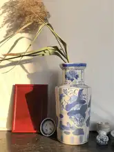 手描きの陶製花瓶【水耕栽培用・粉彩・中式装飾】