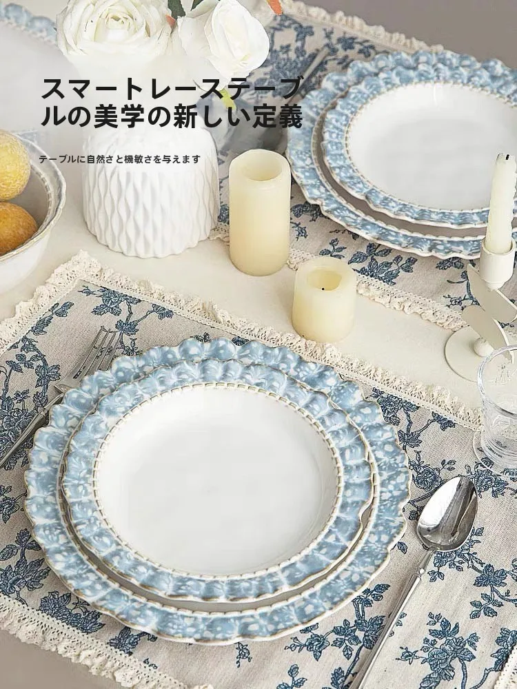 ES ブルー煙花陶瓷食器セット：レトロフ  レンチスタイルの高級感を実現