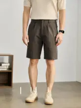 ハーフパンツ メンズ ダブルタック ハーフゴムウエスト ストレート 防シワ加工 冷感 カジュアル 通勤 オフィスカジュアル「LUUD」