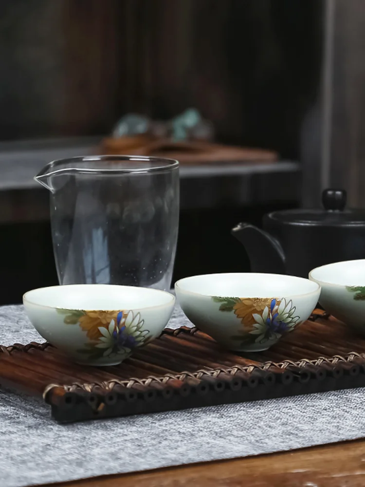 陶製喫茶用茶杯【功夫茶・個別使用】：汝窑天青色の伝統的中式茶碗とは