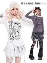 カートゥーンプリント長袖Tシャツ【春用・スリムフィット・ウエストシャンプ】