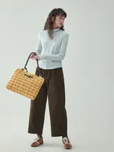 AMUU オリジナル レトロコットン ワイドレッグパンツ【厚手・ハイウエスト・秋冬用】