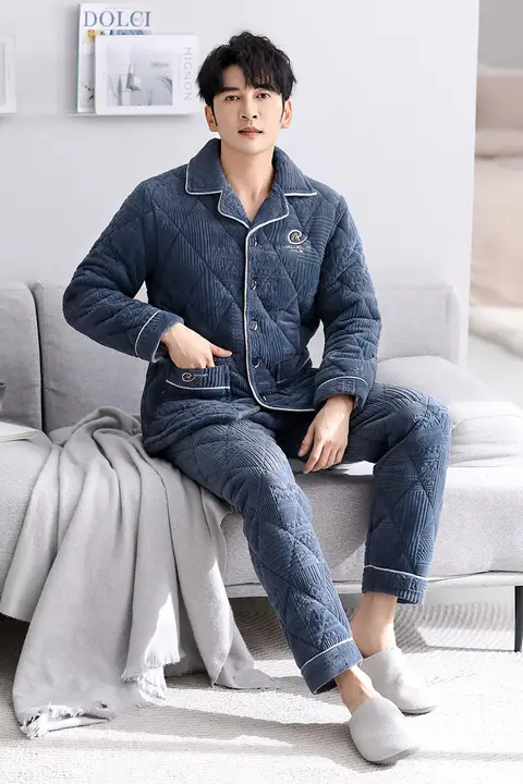 冬用 メンズ珊瑚フリース家居服【極上の柔らかさ・保温効果・外出対応・暖かい】（セットアップ対応）