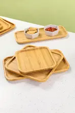 日式木製竹トレー【長方形・家庭用・水杯・パン・焼き物・茶・食器】