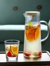 耐熱ガラス製冷水ポット【大容量・家庭用・クリエイティブデザイン・水筒付き】（セットアップ対応）