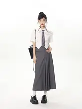 SHIYIYUE 白シャツ レディース 半袖 リボン付き JKスタイルカジュアルトップス【夏用・ショート丈】