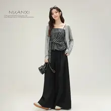 チェック柄キャミソール【秋用・女性・カジュアル・ワイドパンツ対応】（セットアップ対応）
