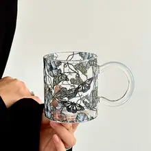 ガラス 水飲みカップ 高いデザイン コーヒーカップ ニッチなギフト 英国風 ヘンルーダ バタフライ