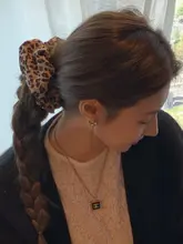 大きめサイズのレオパード柄ヘアゴム【高級感・韓国風】