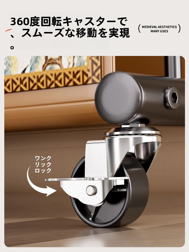 レトロデザインのスタンド式衣類ハンガー：移動可能で鉄製の多機能収納を実現