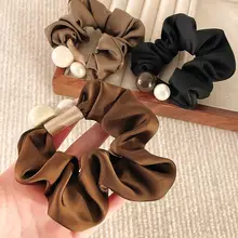 フランス風サテン素材のドレープヘアゴム【上質・スタイリッシュなシルク製・お団子ヘア用】