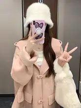 フード付き ウールコート レディース 大きいサイズ ぽっちゃり ピーチピンク オーバーサイズ ガーリー 着痩せ 秋冬