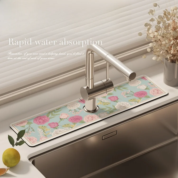 防水・速乾 シリコン製キッチンシンクマット【吸水・カビ防止・ソフトタイル用】