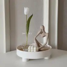 北欧風 プラスチック装飾収納トレイ【アートスカルプチャー・化粧品・フルーツ用】