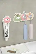 可愛いキャラクター歯ブラシ置き【バスルーム用・壁掛け・電動歯ブラシ対応】