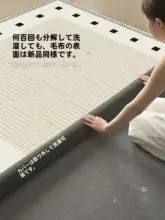 高級感ある二重構造のリビング用ラグ【洗える・クリーム色・ソファ下用】（セットアップ対応）