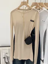 シンプル重ね着用ホワイト天絲ライセールトップス【透け感・レディース・Tシャツ】