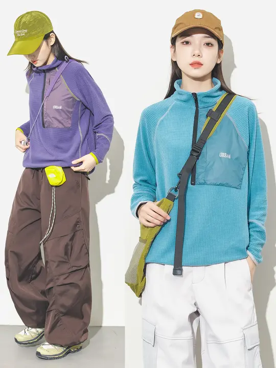 秋冬用アウトドアフランネル半ダブルジップパーカー【男女兼用・ハイキング・登山対応】（セットアップ対応）