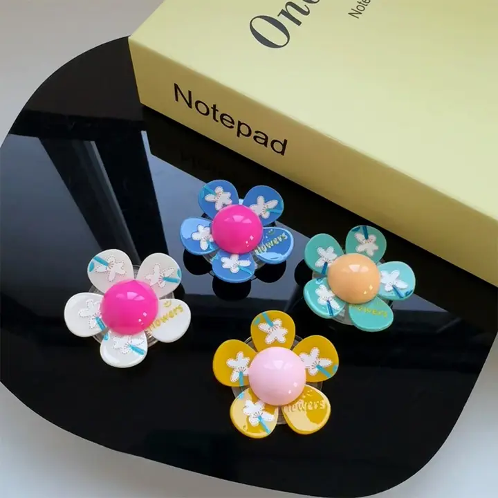 アクリル製花デザインスマホスタンドケース【回転式・デスク用・粘着式・極上の柔らかさ】