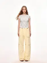 レースデザインのショートTシャツ【女性用・フィット感・夏用・ルーズスタイル】